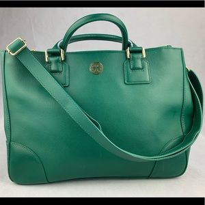 EUC Tory Burch Small Emerson Tote in Jitney Green
